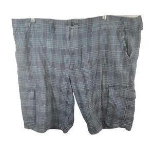 Eddie Bauer Plaid‎ Cargo Shorts Mens Size 44 Blue Green Casual Outdoor